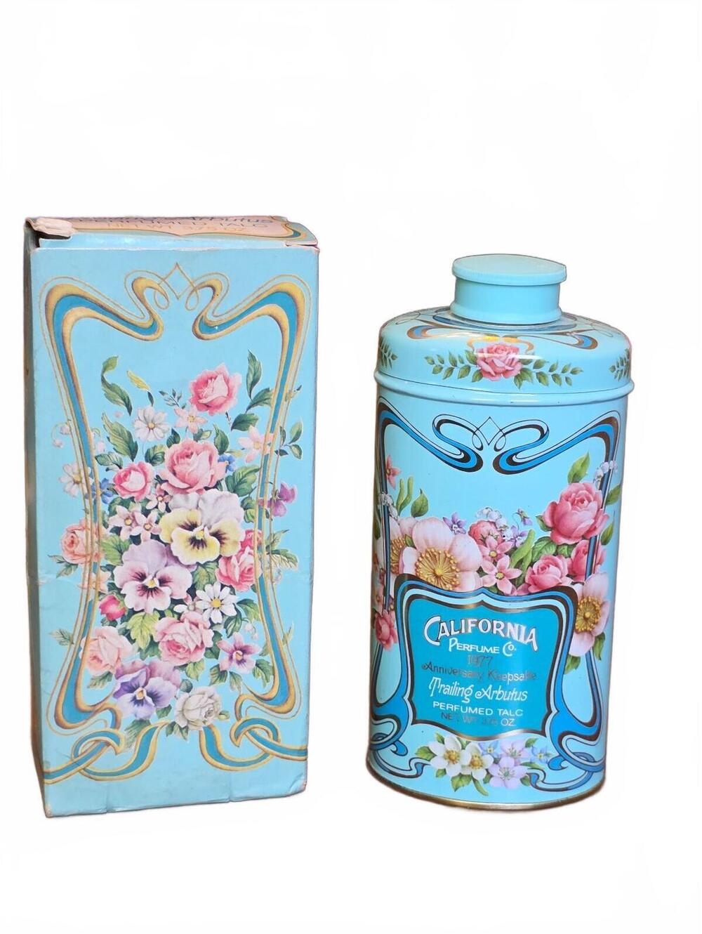 Vintage New Old Stock Avon Trailing Arbutus Perfumed Talc Full Tin 3.75 Oz/ Box